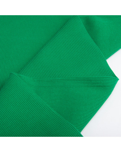 Тканина Кашкорсе IDEIA трикотажне полотно, 130 см, 300 г/м2, бавовна, рубчик, для манжетів, горловин, низ світшотів, зелена