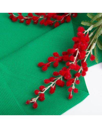 Тканина Кашкорсе IDEIA трикотажне полотно, 130 см, 300 г/м2, бавовна, рубчик, для манжетів, горловин, низ світшотів, зелена