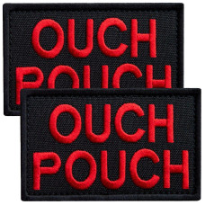 Набір шевронів 2 шт з липучкою Ouch Pouch 5x8 см червоний вишитий патч шеврон нашивка