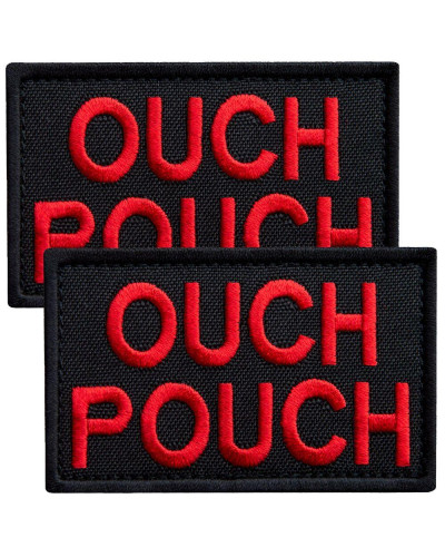 Набір шевронів 2 шт з липучкою Ouch Pouch 5x8 см червоний вишитий патч шеврон нашивка
