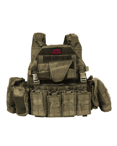 Набір шевронів 2 шт з липучкою Ouch Pouch 5x8 см червоний вишитий патч шеврон нашивка