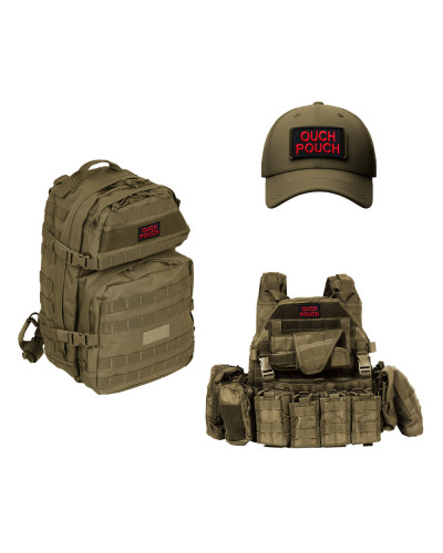 Набір шевронів 2 шт з липучкою Ouch Pouch 5x8 см червоний вишитий патч шеврон нашивка