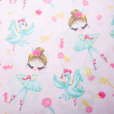 Тканина бязь ранфорс для постільної білизни, бавовна, 130 г/м2, 240 см 12.24862/8 Принцеси рожеві