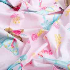 Тканина бязь ранфорс для постільної білизни, бавовна, 130 г/м2, 240 см 12.24862/8 Принцеси рожеві