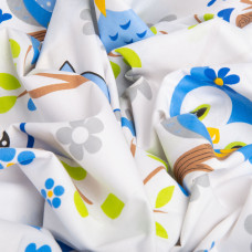 Тканина бязь ранфорс для постільної білизни, бавовна, 130 г/м2, 240 см G-9832/9 Совоньки блакитні