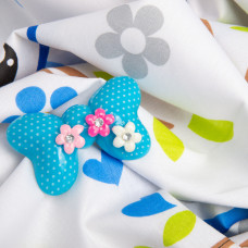 Тканина бязь ранфорс для постільної білизни, бавовна, 130 г/м2, 240 см G-9832/9 Совоньки блакитні