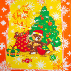 Тканина полотінкова вафельна Новорічні привіти, 150 см, 160 г/м2, жовто-жовтогаряча