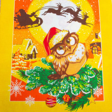 Тканина полотінкова вафельна Новорічні привіти, 150 см, 160 г/м2, жовто-жовтогаряча