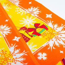 Тканина полотінкова вафельна Новорічні привіти, 150 см, 160 г/м2, жовто-жовтогаряча