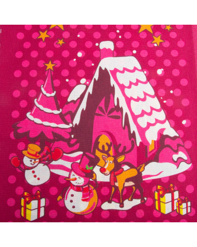 Тканина полотенна вафельна Merry Christmas, 150 см, 160 г/м2, вишнева