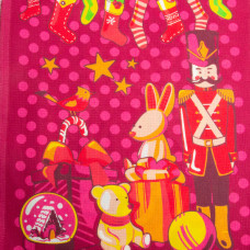 Тканина полотенна вафельна Merry Christmas, 150 см, 160 г/м2, вишнева