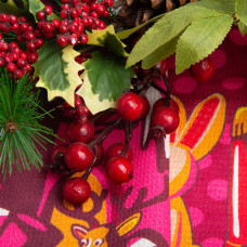 Тканина полотенна вафельна Merry Christmas, 150 см, 160 г/м2, вишнева