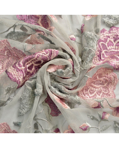 Тканина сітка Глорія, 130 см, 155 г/м2, тканина для вечірнього плаття, мереживна тканина, декоративна тканина сіра