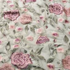 Тканина сітка Глорія, 130 см, 155 г/м2, тканина для вечірнього плаття, мереживна тканина, декоративна тканина сіра