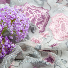 Тканина сітка Глорія, 130 см, 155 г/м2, тканина для вечірнього плаття, мереживна тканина, декоративна тканина сіра