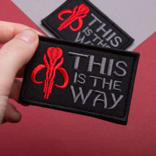 Набір шевронів 2 шт. з липучкою Мамонт This is the way 5х8 см чорний, вишитий патч нашивка шеврон