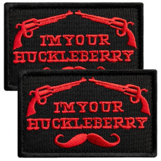 Набір шевронів 2 шт. з липучкою I am your Huckleberry 5x8 см вишитий червоний патч шеврон нашивка