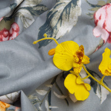 Тканина бязь ранфорс для постільної білизни, бавовна, 130 гр/м2, 240 см 12.27287/3 Клематіс т/сірий