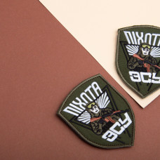 Набір шевронів 2 шт. на липучці Піхота ВСУ хакі 7х9,5 см, вишитий патч шеврон нашивка липучка