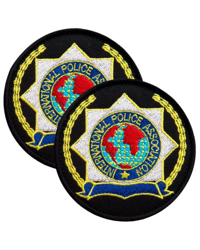 Набір шевронів 2 шт. з липучкою кокарда Police Association Поліція чорний 9,5 см, вишитий патч шеврон нашивка