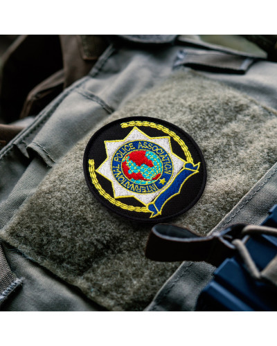 Набір шевронів 2 шт. з липучкою кокарда Police Association Поліція чорний 9,5 см, вишитий патч шеврон нашивка