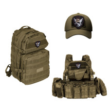 Набір шевронів 2 шт на липучці 299 бригада тактической авиации Украины Череп с акулами чорний 9х10 см, вышитый