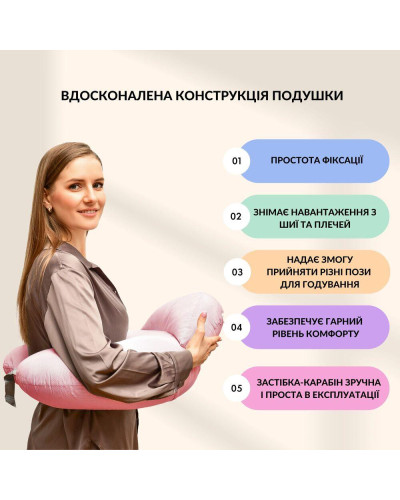 Подушка для годування диванчик 60х70х16 см SD бавовна антиалергенне волокно, для зручності мами, з блискавкою пудра