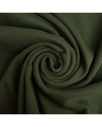 Тканина Кашкорсе IDEIA трикотажне полотно, 130 см, 300 г/м2, бавовна, рубчик, для манжетів, горловин, низ світшотів, темна хакі