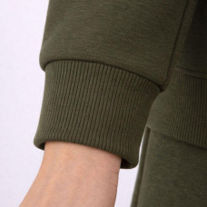 Тканина Кашкорсе IDEIA трикотажне полотно, 130 см, 300 г/м2, бавовна, рубчик, для манжетів, горловин, низ світшотів, темна хакі