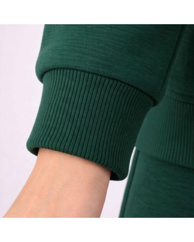 Тканина Кашкорсе IDEIA трикотажне полотно, 130 см, 300 г/м2, бавовна, рубчик, для манжетів, горловин, низ світшотів, смарагд