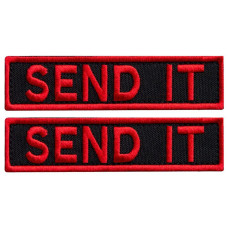 Набір шевронів 2 шт. з липучкою Send it червоний 10x2,5 см вишитий патч шеврон нашивка