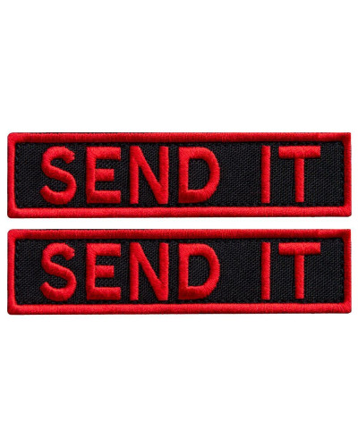 Набір шевронів 2 шт. з липучкою Send it червоний 10x2,5 см вишитий патч шеврон нашивка