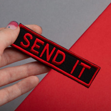 Набір шевронів 2 шт. з липучкою Send it червоний 10x2,5 см вишитий патч шеврон нашивка