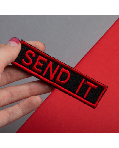 Набір шевронів 2 шт. з липучкою Send it червоний 10x2,5 см вишитий патч шеврон нашивка