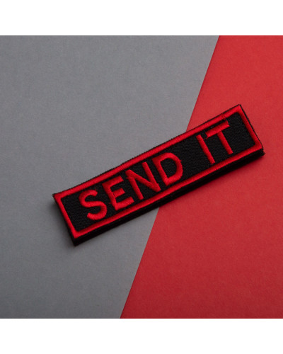 Набір шевронів 2 шт. з липучкою Send it червоний 10x2,5 см вишитий патч шеврон нашивка