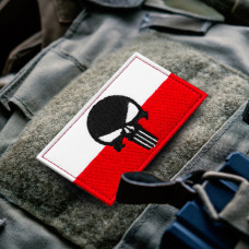 Набір шевронів 2 шт. з липучкою Череп Карателя Прапор Польщі 5х8 см, вишитий патч нашивка