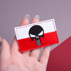 Набір шевронів 2 шт. з липучкою Череп Карателя Прапор Польщі 5х8 см, вишитий патч нашивка