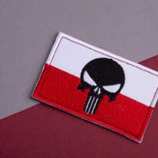 Набір шевронів 2 шт. з липучкою Череп Карателя Прапор Польщі 5х8 см, вишитий патч нашивка