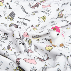 Тканина фланель бавовна, 180 см, 155 г/м2, дитячий принт 10-0678 PINK, м'яка тканина для постільної білизни
