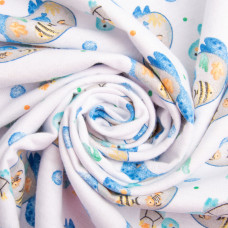 Тканина фланель бавовна, 180 см, 155 г/м2, дитячий принт 10-0671 BLUE, м'яка тканина для постільної білизни