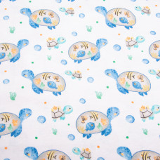 Тканина фланель бавовна, 180 см, 155 г/м2, дитячий принт 10-0671 BLUE, м'яка тканина для постільної білизни