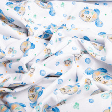 Тканина фланель бавовна, 180 см, 155 г/м2, дитячий принт 10-0671 BLUE, м'яка тканина для постільної білизни