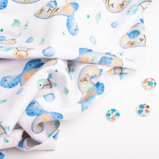 Тканина фланель бавовна, 180 см, 155 г/м2, дитячий принт 10-0671 BLUE, м'яка тканина для постільної білизни