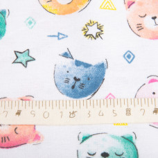 Тканина фланель бавовна, 180 см, 155 г/м2, дитячий принт 10-0672 MULTI, м'яка тканина для постільної білизни