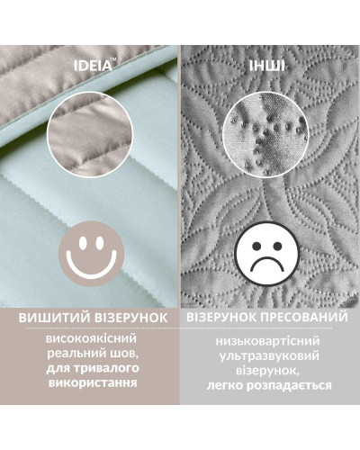 Покривало на ліжко 220х240 см IDEIA, двостороннє, якісна стібка, мікрофібра