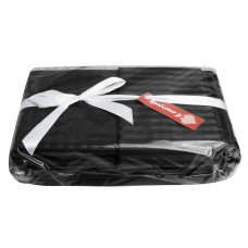 Постільний комплект євро сатин IDEIA у смужку бавовна натуральна тканина набір постільний чорний