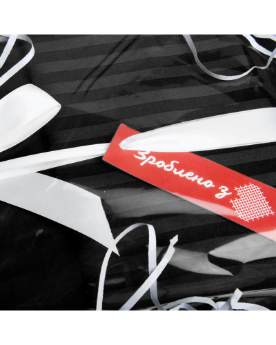 Постільний комплект євро сатин IDEIA у смужку бавовна натуральна тканина набір постільний чорний