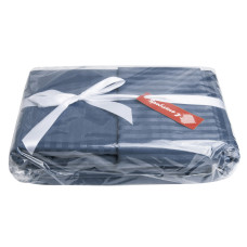 Постільний комплект євро сатин IDEIA у смужку бавовна натуральна тканина набір постільного джинсу