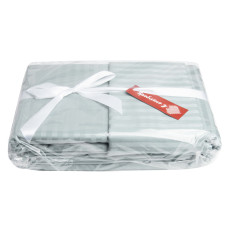 Постільний комплект євро сатин IDEIA у смужку бавовна натуральна тканина набір постільного м'ята