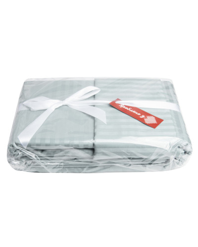 Постільний комплект євро сатин IDEIA у смужку бавовна натуральна тканина набір постільного м'ята